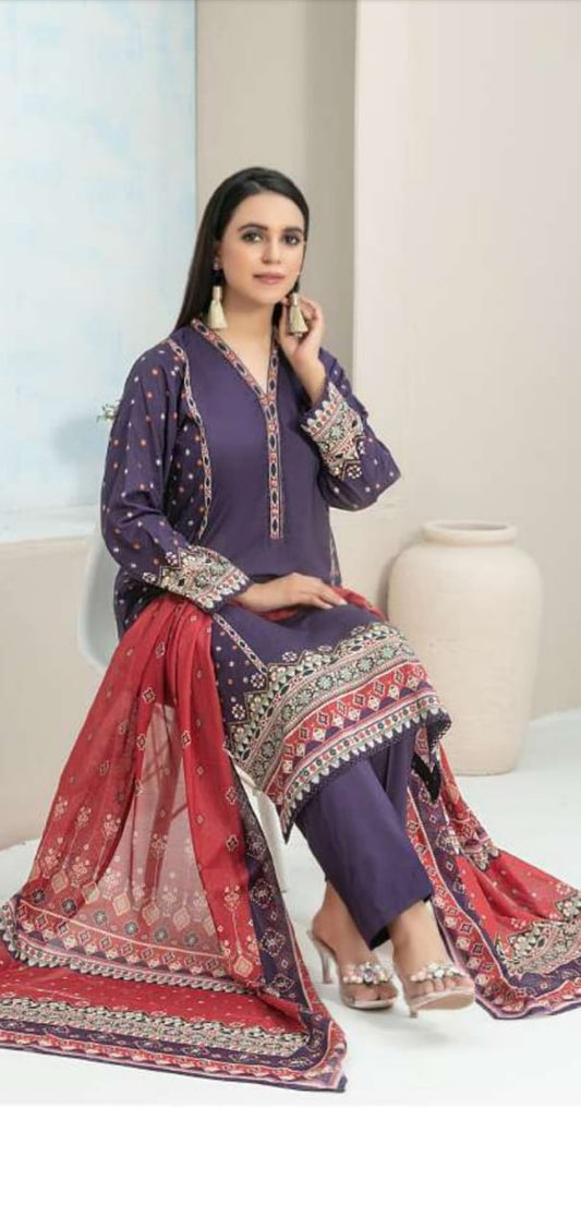 TAWAKAL 3PIECE PINTED SUIT